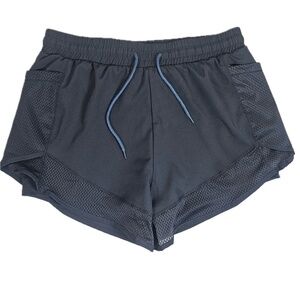 Love For Humanity Athleisure Shorts Womens Blue Gray Mesh Lined Running Athletic